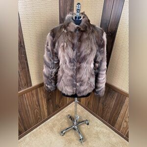 BEAUTIFUL ZIPPERED RUSSIAN SABLE SECTIONS PIECES FUR COAT JACKET SIZE MEDIUM